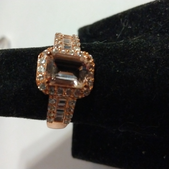Stamped .925 Morganite and Diamond Ring.4.13 Grams
